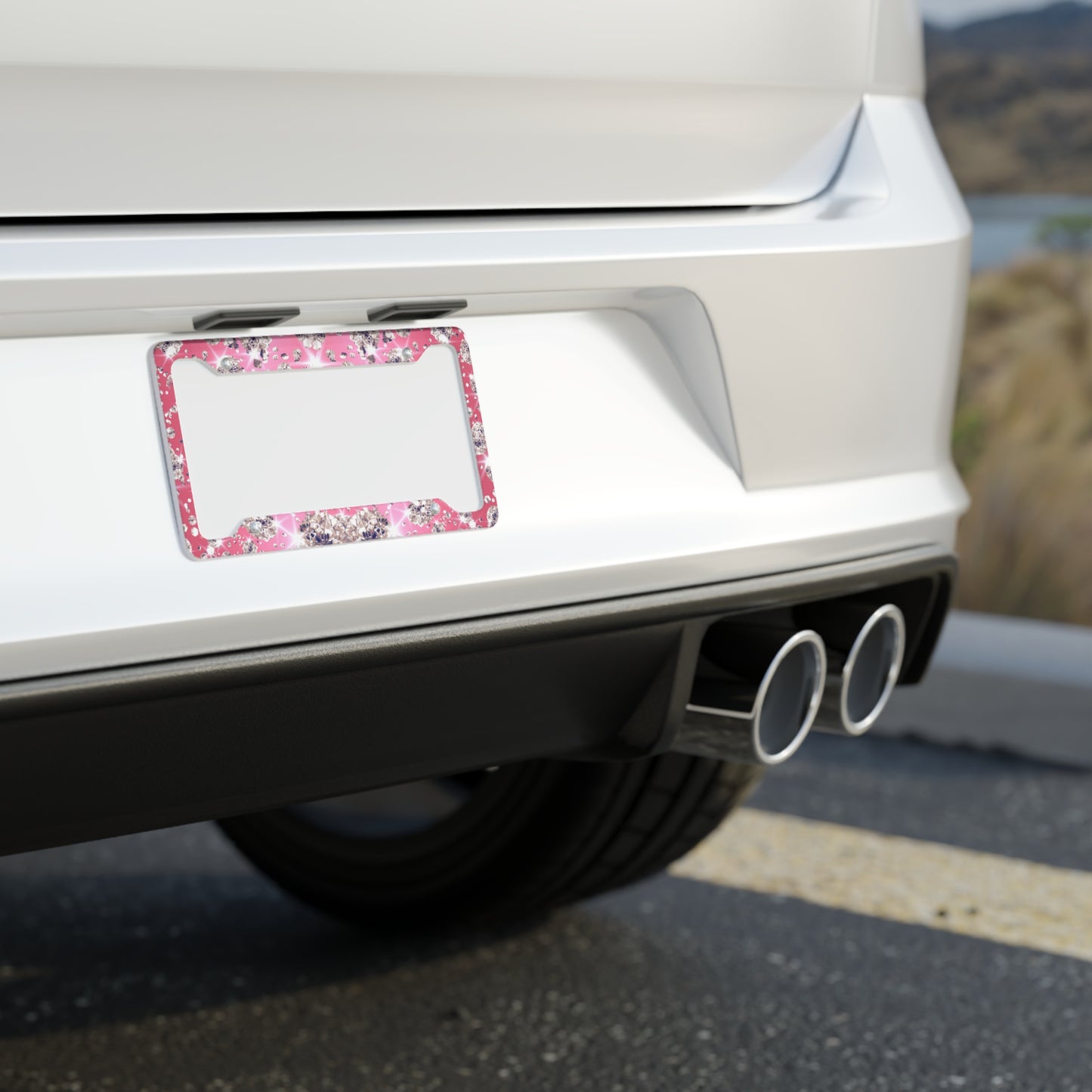 Sparkling Pink License Plate Frame for Glamorous Style