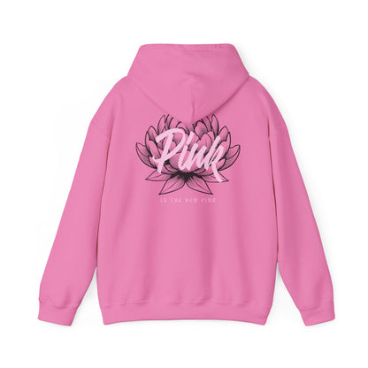 back view of the Pink is the new Pink hooded sweatshirt