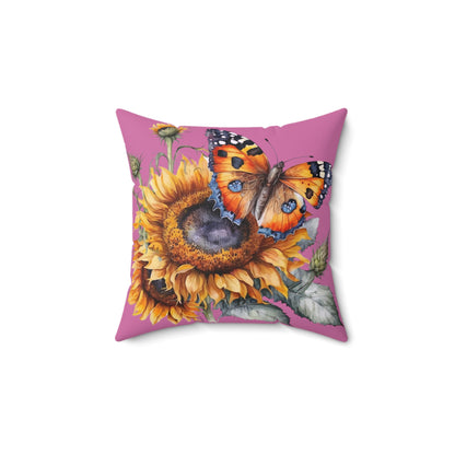 Square Pillow - Sunny Days Monarch Butterfly Sunflower Graphic - Hom'z Design